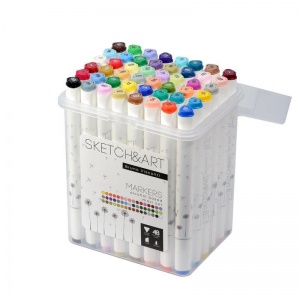 Набор маркеров для декорирования Sketch&Art Макси-набор (3мм, 48 цветов, двусторонние) 48шт.