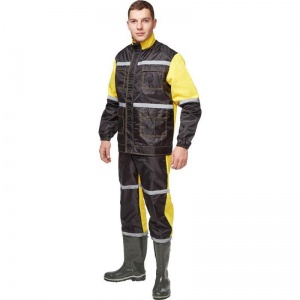 Костюм влагозащитный "Мойщик-2" куртка/полукомбинезон, черный/желтый (размер 48-50, рост 182-188)