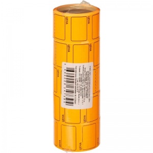 Этикет-лента «Цена» 35x25мм, оранжевая прямоугольная, 5 рулонов по 250шт.