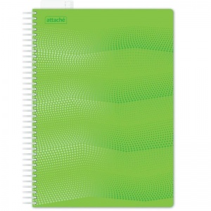 Бизнес-тетрадь А4 Attache Waves, 100 листов, клетка, на спирали, закладка, зеленая