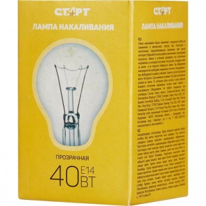 Лампа накаливания Старт (40Вт, E14, шар) теплый белый, 1шт. (ДШ 40Вт E14)