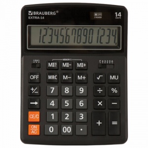 Калькулятор настольный Brauberg Extra-14-BK (14-разрядный) черный (250474)