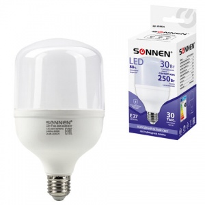 Лампа светодиодная Sonnen (30Вт, Е27, цилиндр) холодный белый, 3шт. (LED Т100-30W-6500-E27)