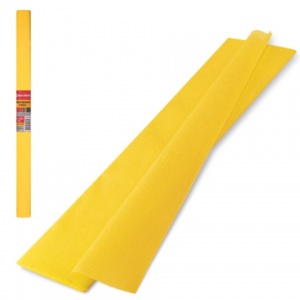 Бумага цветная крепированная Brauberg, 50x250см, плотная, растяжение до 45%, 32 г/кв.м, желтая, в рулоне, 1 лист (126529)