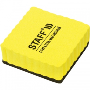 Губка-стиратель для маркерных досок Staff Basic (50х50мм) желтая, 10шт., 3 уп. (237505)