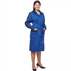 Униформа Халат женский у03-ХЛ, длинный рукав, васильковый/синий (размер 52-54, рост 170-176)