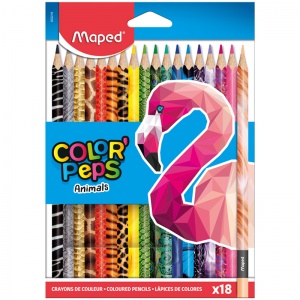 Карандаши цветные 18 цветов Maped "Color Peps Animals" (L=175мм, d=3мм, 3гр) картон (832218)