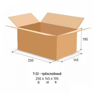 Короб картонный 250x145x195мм, картон бурый Т-22 профиль B, 10шт.