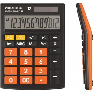 Калькулятор настольный Brauberg Ultra Color-12-BKRG (12-разрядный) черно-оранжевый (250499), 20шт.