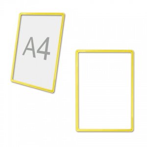 Рамка POS для ценников, рекламы и объявлений А4, желтая, без защитного экрана (290251), 60шт.