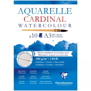 Альбом для акварели А3, 10л Clairefontaine "Cardinal",300 г/кв.м, торшон, холодное прессование, хлопок) (96184C)