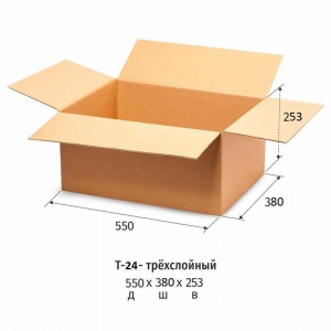 Короб картонный 550x380x253мм, картон бурый Т-24, 10шт.