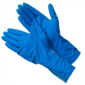 Перчатки одноразовые латексные смотровые Deltagrip High Risk, синие (размер M) 25 пар в упаковке