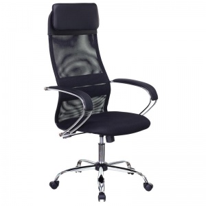 Кресло руководителя Easy Chair 655/SL/BL TTW, кожзам/сетка/ткань черная, металл