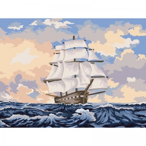 Картина по номерам на картоне Три Совы "Парусник", 30x40см, с акриловыми красками и кистями (КК_44049)