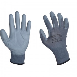 Перчатки защитные нейлоновые Scaffa PU1350P-DG, с ПУ-покрытием, серые, 13 класс, размер 9 (L), 1 пара