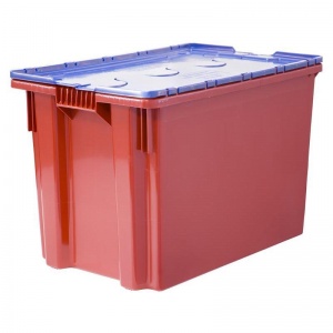 Ящик (лоток) универсальный, ПНД, 600х400х400мм, с крышкой, синий/красный