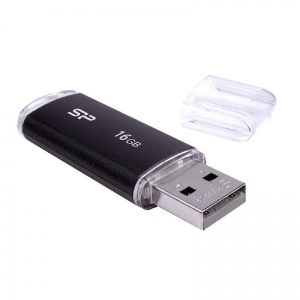Флэш-диск USB 16Gb Silicon Power Ultima U02, USB2.0, черный (SP016GBUF2U02V1K)