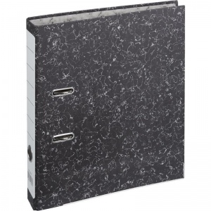 Папка с арочным механизмом (50мм, А4, до 350л., картон "под мрамор") черная