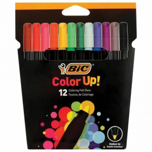Набор фломастеров 12 цветов BIC Color Up (линия 1мм, суперсмываемые, вентилируемый колпачок) 3 уп. (964900)