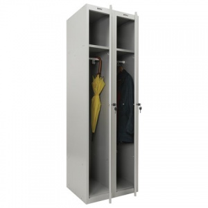 Шкаф для одежды металлический Brabix "LK 21-60", усиленный, 2 секции, 1830х600х500мм