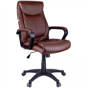 Кресло руководителя Helmi HL-E02 "Income", экокожа коричневая, пластик (274816)
