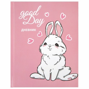 Дневник школьный для младших классов Юнландия "Bunny", 48 листов, твердая обложка, с подсказками, 7шт. (106348)