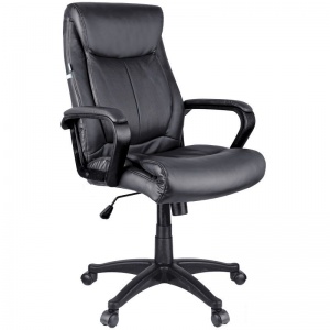 Кресло руководителя Helmi HL-E02 "Income", экокожа черная, пластик (274815)