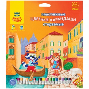 Карандаши цветные 24 цвета Мульти-Пульти "Енот в Венеции" (L=190мм, D=7мм, d=3мм, с ластиком, пластик) картон (CP_19848)