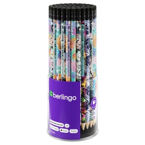 Карандаш чернографитный (простой) Berlingo Jungle (HB, круглый, заточенный, с ластиком, 72шт. (BP01307)