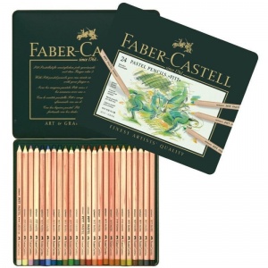 Карандаши пастельные 24 цвета Faber-Castell Pitt (L=175мм, d=4,3мм, круглые) метал. коробка (112124)