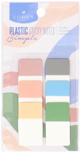 Клейкие закладки пластиковые Lorex Plastic Simple, 6 цветов пастель по 20л., 45х25мм (LXBMPL-SP6)