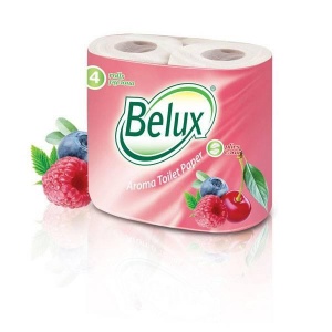 Бумага туалетная 2-слойная Belux Ягоды mix, белая, 19.5м, 4 рул/уп, 12 уп. (904)