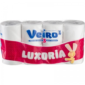 Бумага туалетная 3-слойная Veiro Luxoria, белая, 17м, 8 рул/уп (5С38)
