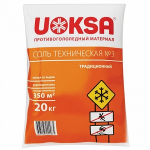 Реагент противогололедный Uoksa Соль техническая №3, мешок 20кг (4607005091871)
