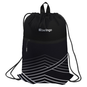 Мешок для обуви 1 отделение Berlingo "Black and white geometry", 360x470мм, карман на молнии (MS230202)