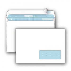 Конверт почтовый C5 Packpost BusinessPost (162x229, 90г, стрип) белый, прав.окно, 50шт., 24 уп.