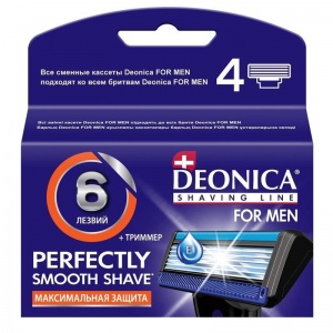 Сменные кассеты для бритья Deonica 6, 4шт.