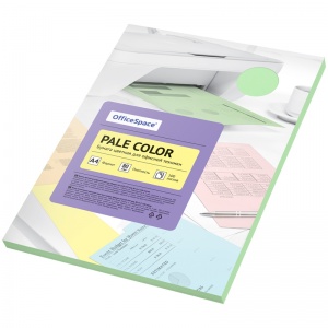 Бумага цветная А4 OfficeSpace Pale Color пастель зеленая, 80 г/кв.м, 100 листов (PC_38233)