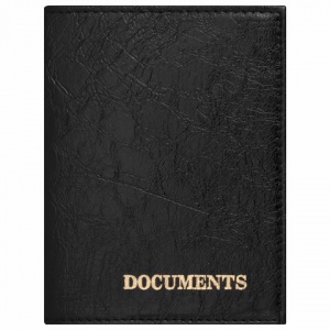 Обложка для автодокументов Staff, экокожа, тиснение "Documents", черная, 5шт.