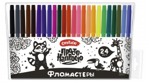 Набор фломастеров 24 цвета Creativiki "Просто-напросто" (линия 2мм, классические, круглый корпус) круглая блист. упаковка