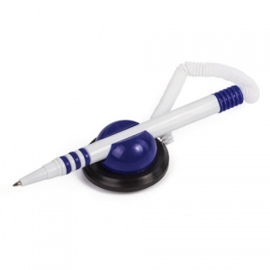 Ручка шариковая настольная Brauberg Стенд-пен (0.5мм, корпус белый/синий, синий цвет чернил, на пружинке) 100шт. (141353)