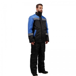 Спец.одежда Куртка зимняя мужская з38-КУ с СОП, черная/голубая (размер 52-54, рост 182-188)