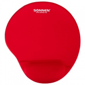 Коврик для мыши Sonnen, полиуретан+лайкра, с подушкой под запястье, красный (513301)