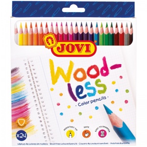 Карандаши цветные 24 цвета Jovi Wood-less (L=175мм, D=7.5мм, d=3мм, 3гр, пластик) (734/24)