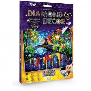 Картина из страз и глиттера Danko toys "Diamond decor. Пейзаж", комплект страз, карандаш-аппликатор, губка, акриловый лак (DD-01-07)