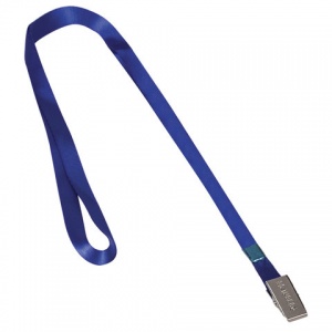 Шнур для бейджа Brauberg, 45см, металлический зажим, синий нейлон (235733)
