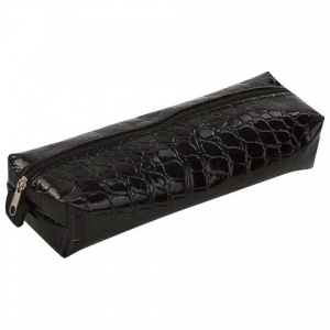 Пенал-косметичка Brauberg "Ultra black", кожзам "под кожу крокодила", 20х6х4см (223909), 24шт.