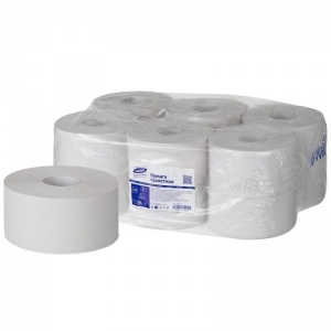 Бумага туалетная для диспенсера 1-слойная Luscan Professional, белая, 200м (d=19.5см), 12 рул/уп