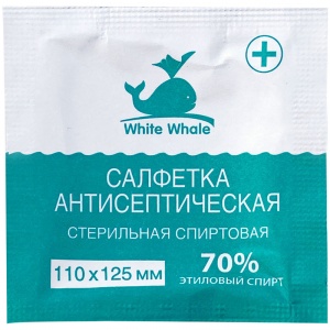 Салфетки антисептические влажные White Whale, спиртовые, 110х125мм, 80шт. (30785/30818)